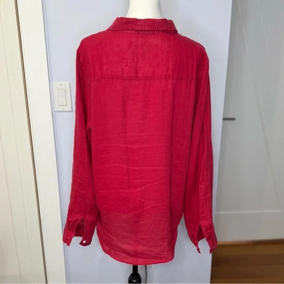 Lilly Pulitzer Women's Red Linen, Long Sleeve Shirt, size XL, like new! - Picture 2 of 7